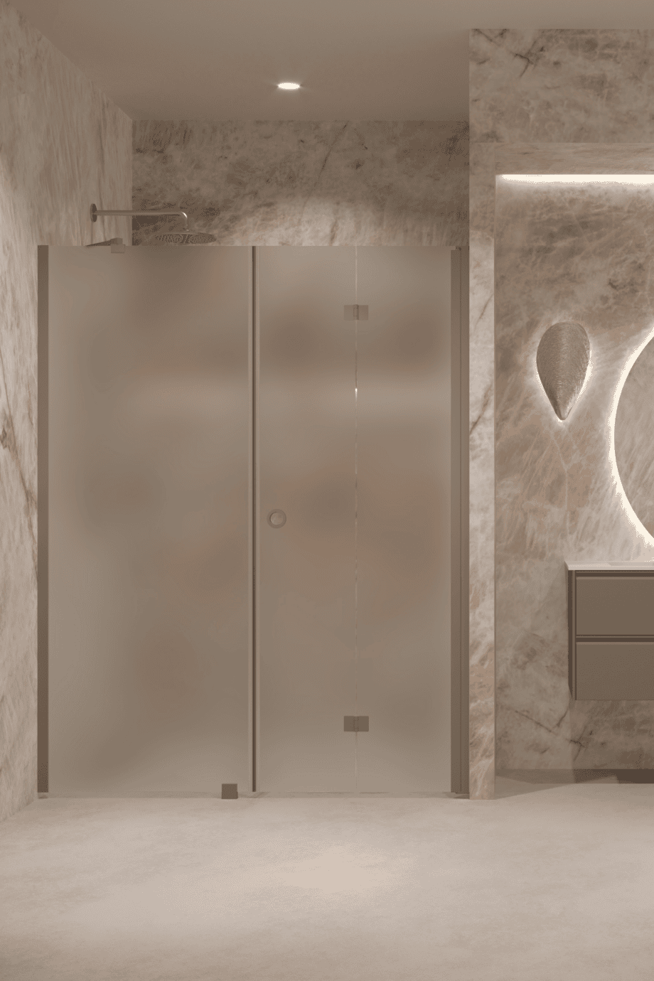 Alcove shower screen Hietakari Forma 318, Mocha frame, satin frosted glass Alcove shower screen Hietakari Forma 318, Mocha frame, satin frosted glass