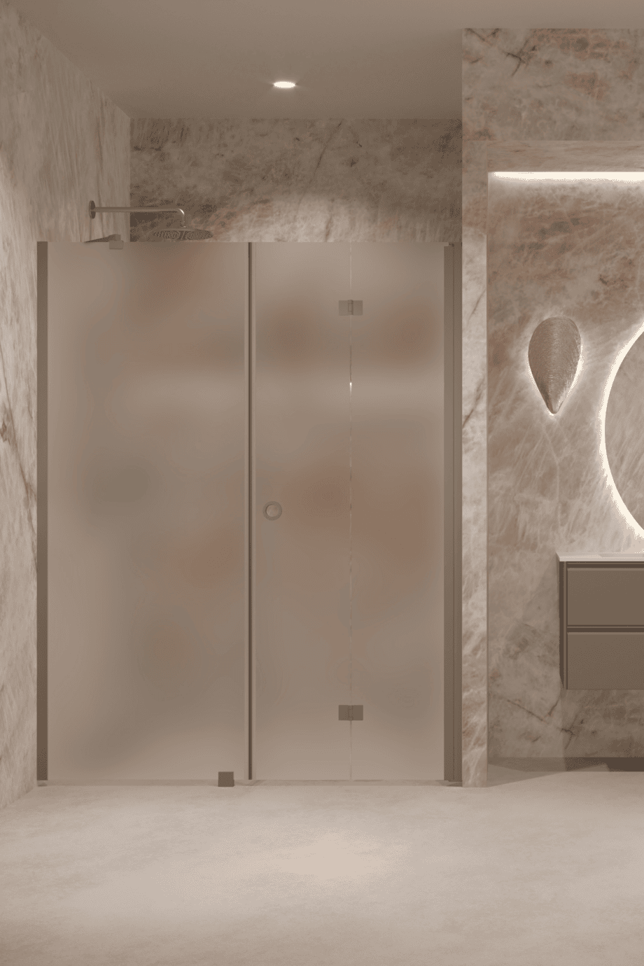 Alcove shower screen Hietakari Forma 318, Mocha frame, super bright satin glass Alcove shower screen Hietakari Forma 318, Mocha frame, super bright satin glass