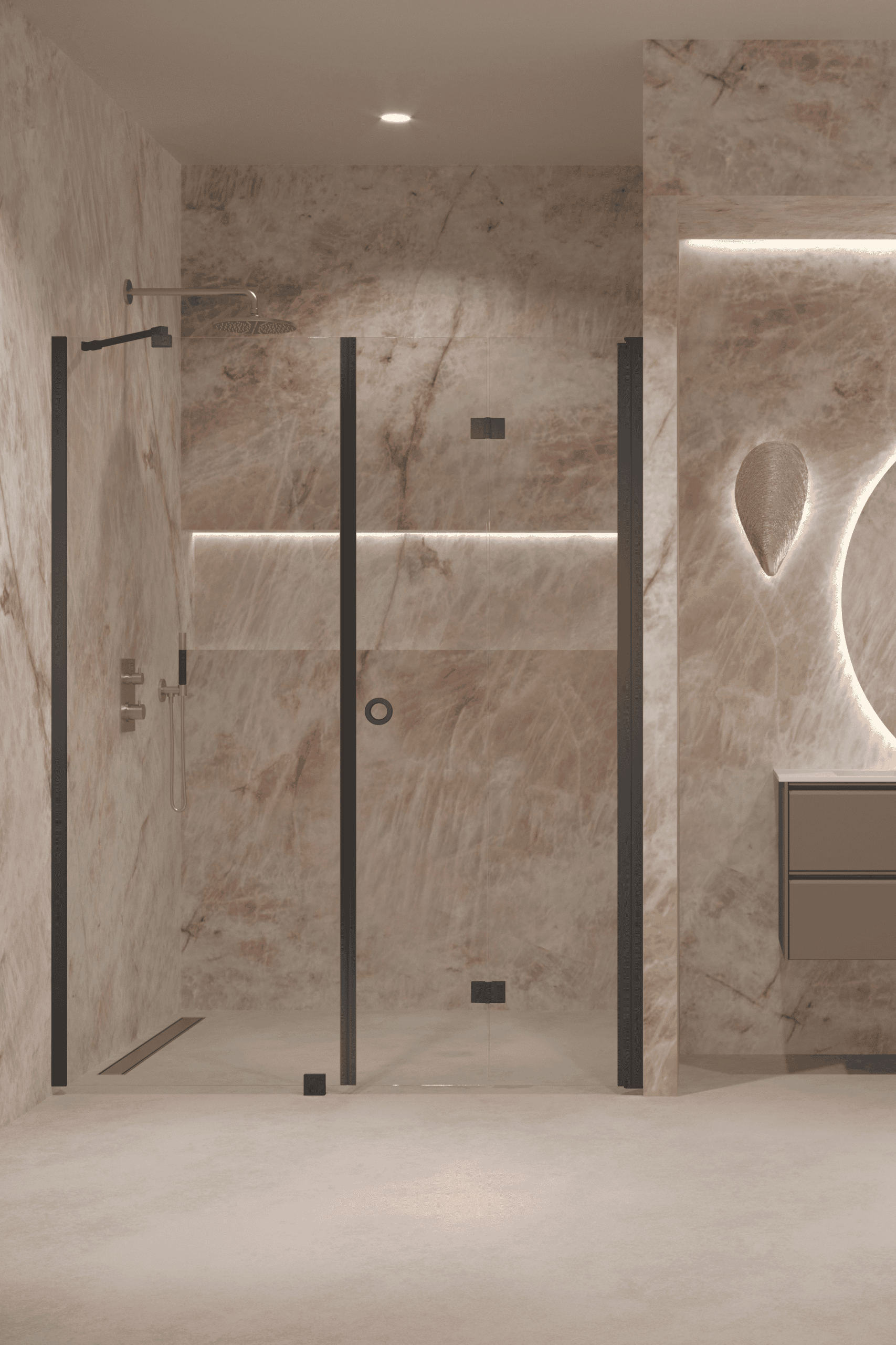 Alcove shower screen Hietakari Forma 318, fixed wall + folding door – 6