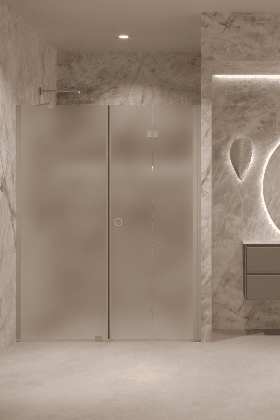 Alcove shower screen Hietakari Forma 318, Sand frame, super bright satin glass Alcove shower screen Hietakari Forma 318, Sand frame, super bright satin glass