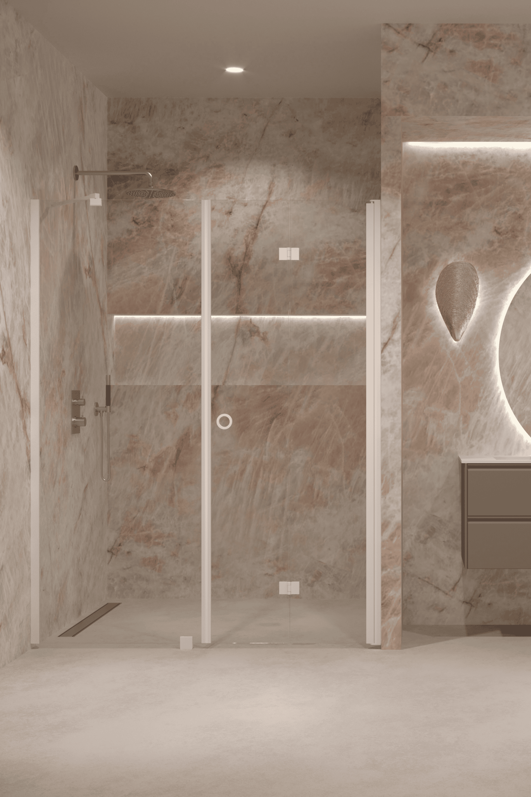 Alcove shower screen Hietakari Forma 318, fixed wall + folding door