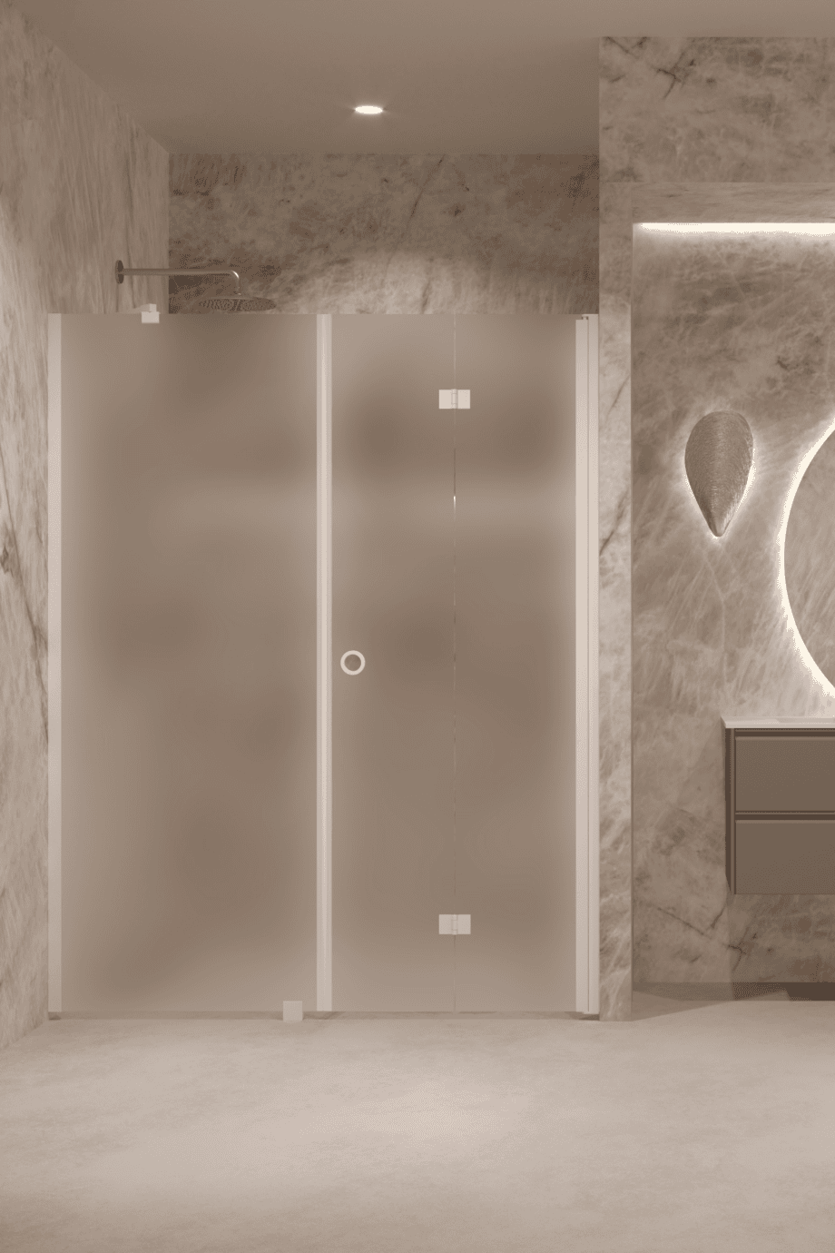 Alcove shower screen Hietakari Forma 318, white frame, super bright satin glass Alcove shower screen Hietakari Forma 318, white frame, super bright satin glass
