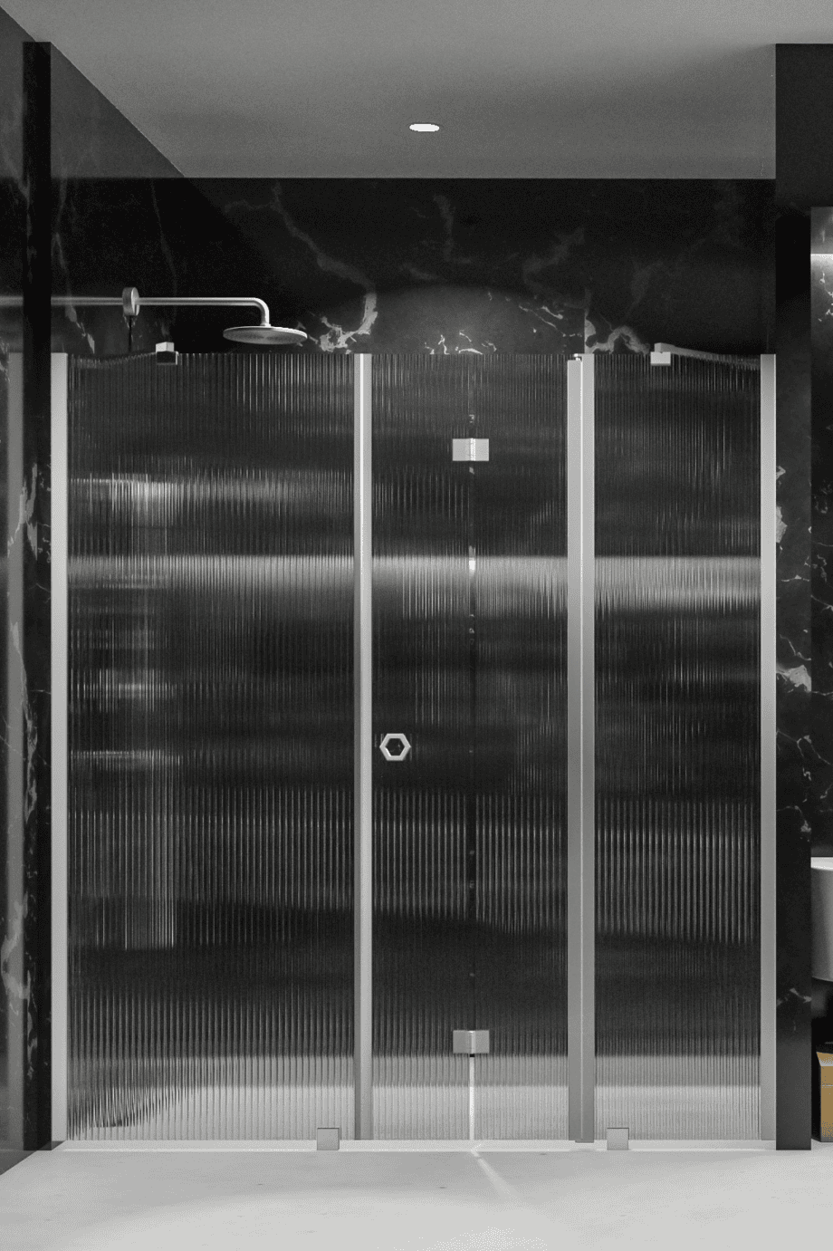 Alcove shower screen Hietakari Forma 320, aluminium frame, reeded glass
