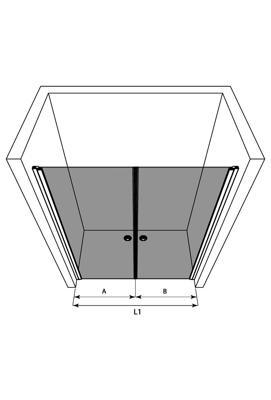 Alcove shower screen Hietakari Forma 321, hinged door + hinged door – 3
