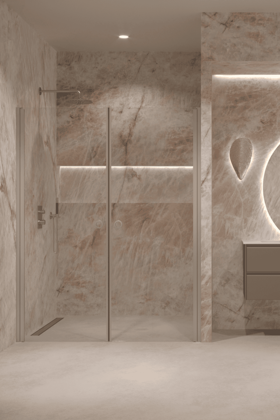 Alcove shower screen Hietakari Forma 321, hinged door + hinged door – view 5 Alcove shower screen Hietakari Forma 321, hinged door + hinged door – 5