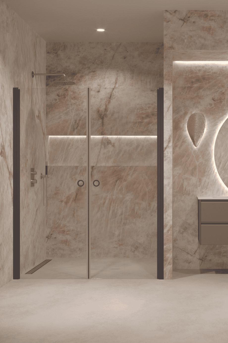 Alcove shower screen Hietakari Forma 321, hinged door + hinged door – view 9 Alcove shower screen Hietakari Forma 321, hinged door + hinged door – 9