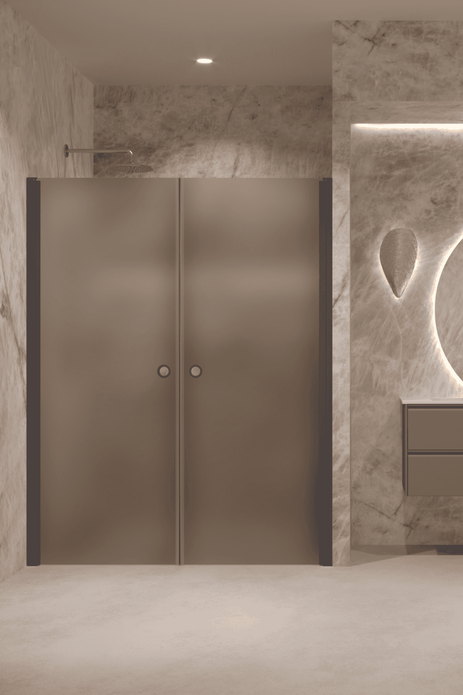 Alcove shower screen Hietakari Forma 321, Cocoa frame, brown satin glass Alcove shower screen Hietakari Forma 321, Cocoa frame, brown satin glass