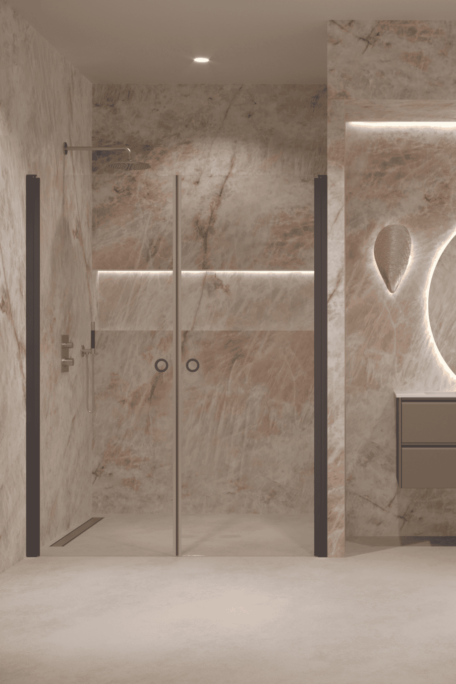 Alcove shower screen Hietakari Forma 321, Cocoa frame, super bright glass Alcove shower screen Hietakari Forma 321, Cocoa frame, super bright glass
