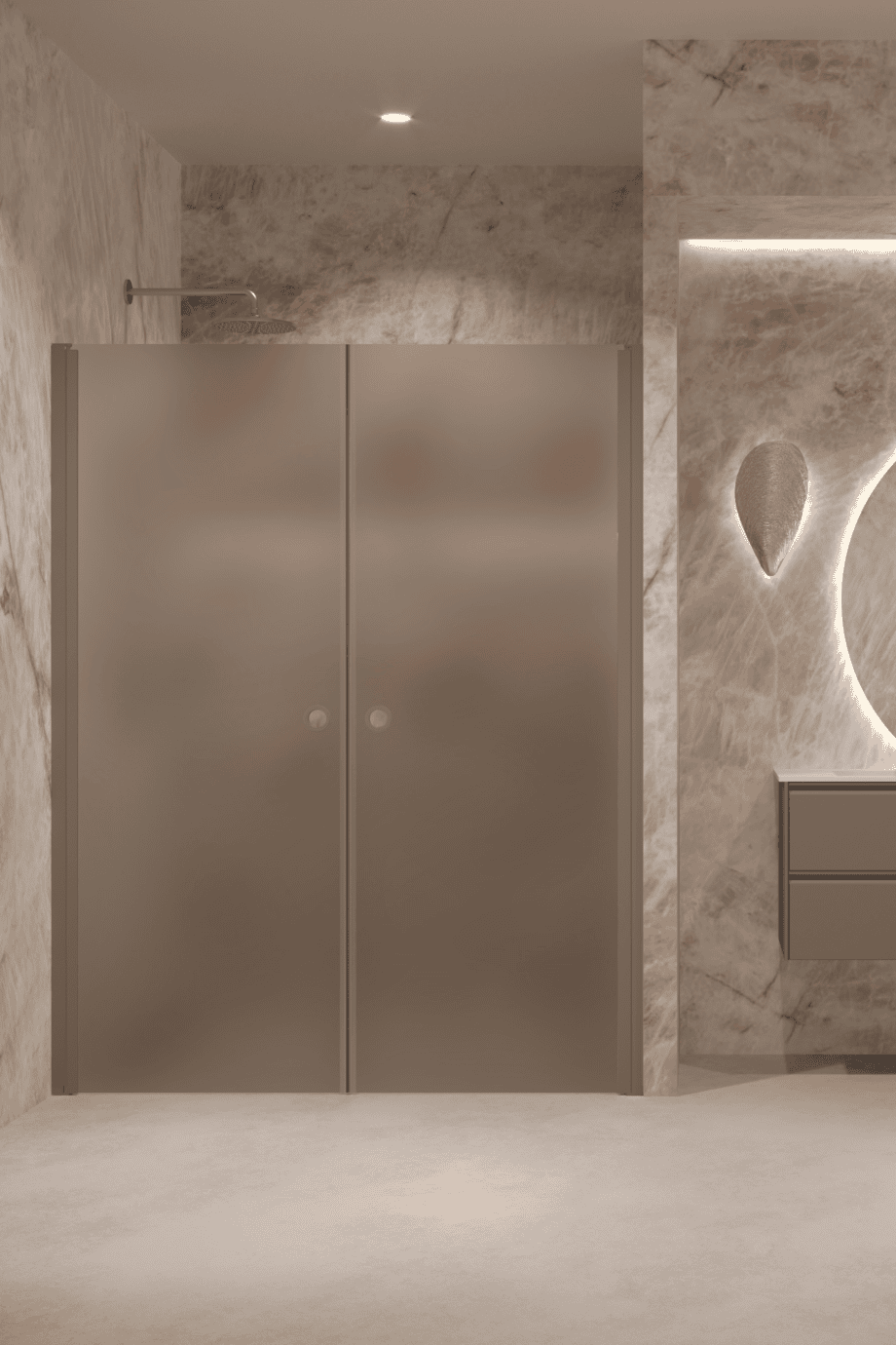 Alcove shower screen Hietakari Forma 321, Mocha frame, brown satin glass Alcove shower screen Hietakari Forma 321, Mocha frame, brown satin glass
