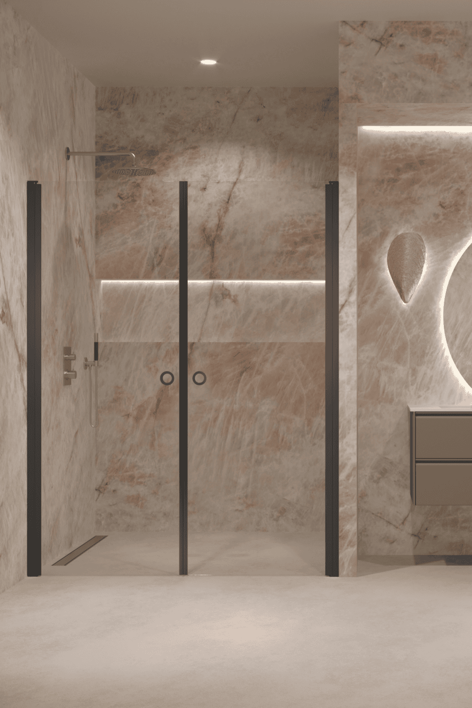 Alcove shower screen Hietakari Forma 321, hinged door + hinged door – view 6 Alcove shower screen Hietakari Forma 321, hinged door + hinged door – 6