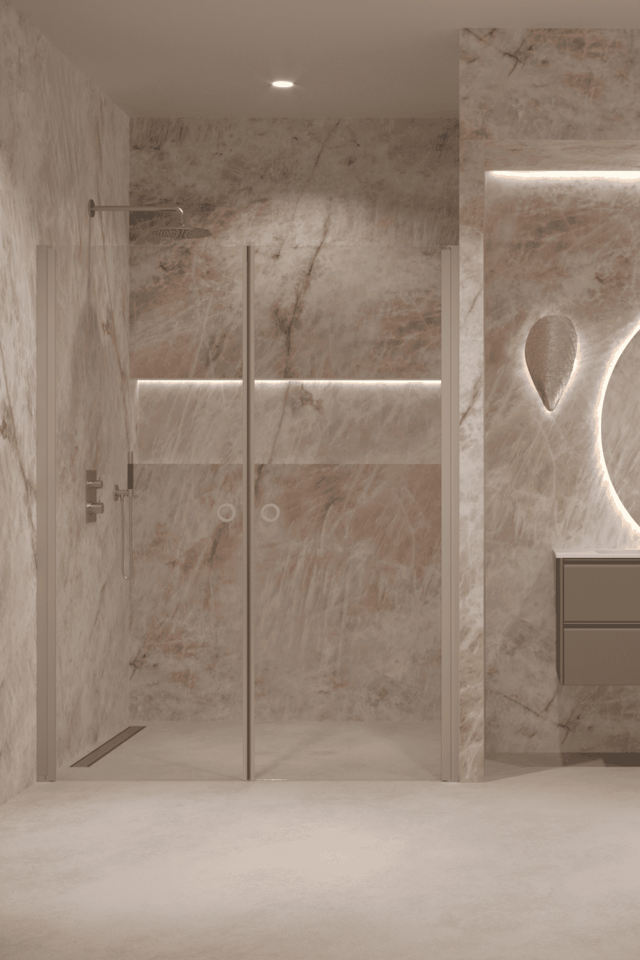 Alcove shower screen Hietakari Forma 321, Sand frame, clear glass Alcove shower screen Hietakari Forma 321, Sand frame, clear glass
