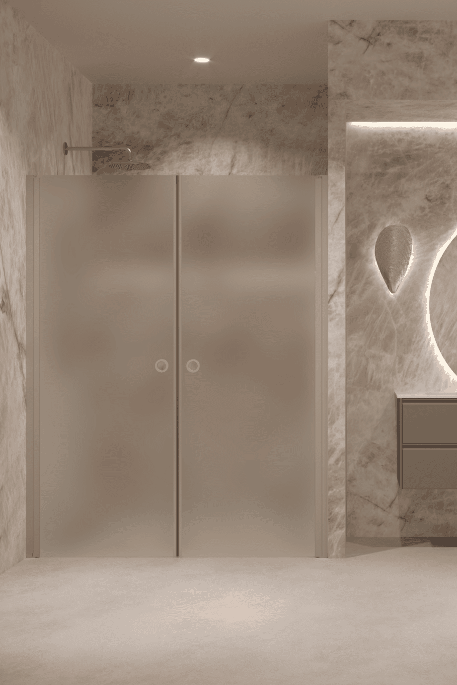 Alcove shower screen Hietakari Forma 321, Sand frame, satin frosted glass Alcove shower screen Hietakari Forma 321, Sand frame, satin frosted glass