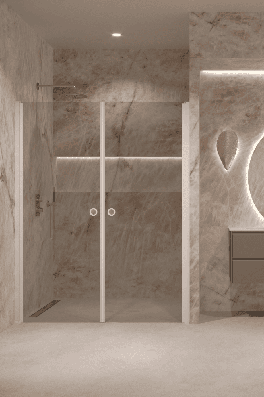 Alcove shower screen Hietakari Forma 321, white frame, grey tinted glass Alcove shower screen Hietakari Forma 321, white frame, grey tinted glass