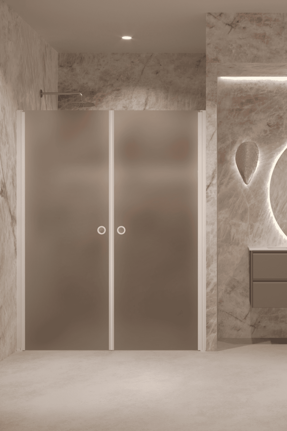 Alcove shower screen Hietakari Forma 321, white frame, brown satin glass Alcove shower screen Hietakari Forma 321, white frame, brown satin glass