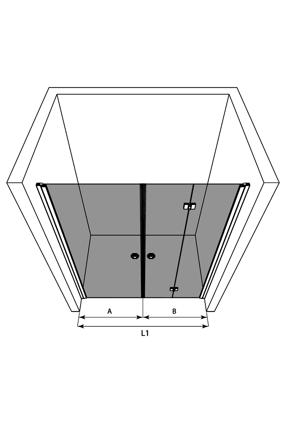 Alcove shower screen Hietakari Forma 322, hinged door + folding door – 3