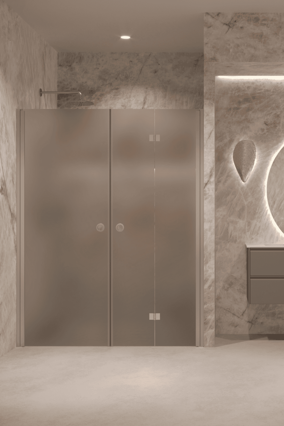 Alcove shower screen Hietakari Forma 322, aluminium frame, grey satin glass Alcove shower screen Hietakari Forma 322, aluminium frame, grey satin glass
