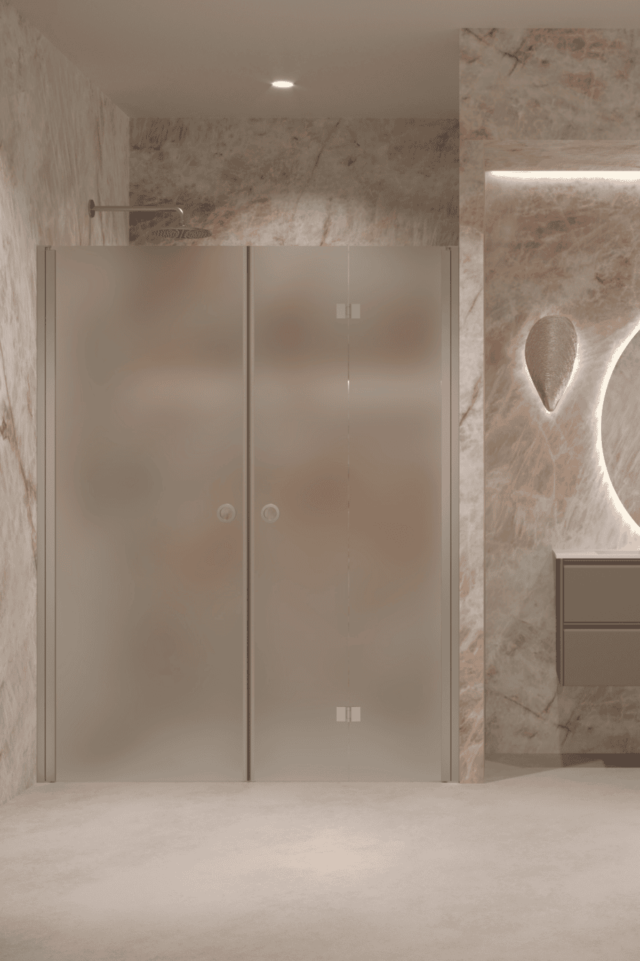 Alcove shower screen Hietakari Forma 322, aluminium frame, satin frosted glass Alcove shower screen Hietakari Forma 322, aluminium frame, satin frosted glass