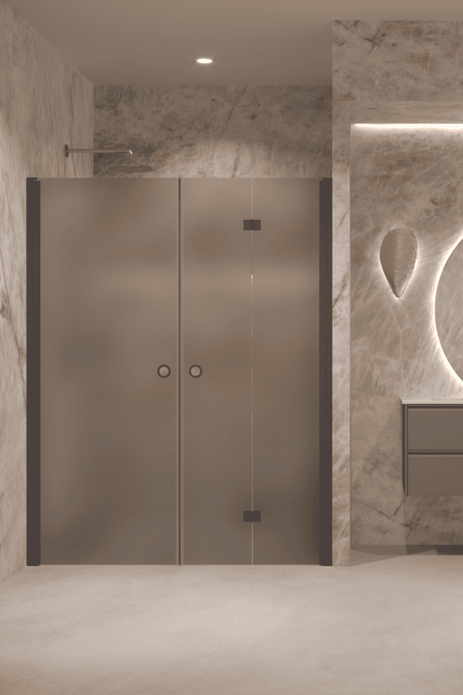 Alcove shower screen Hietakari Forma 322, Cocoa frame, grey satin glass Alcove shower screen Hietakari Forma 322, Cocoa frame, grey satin glass