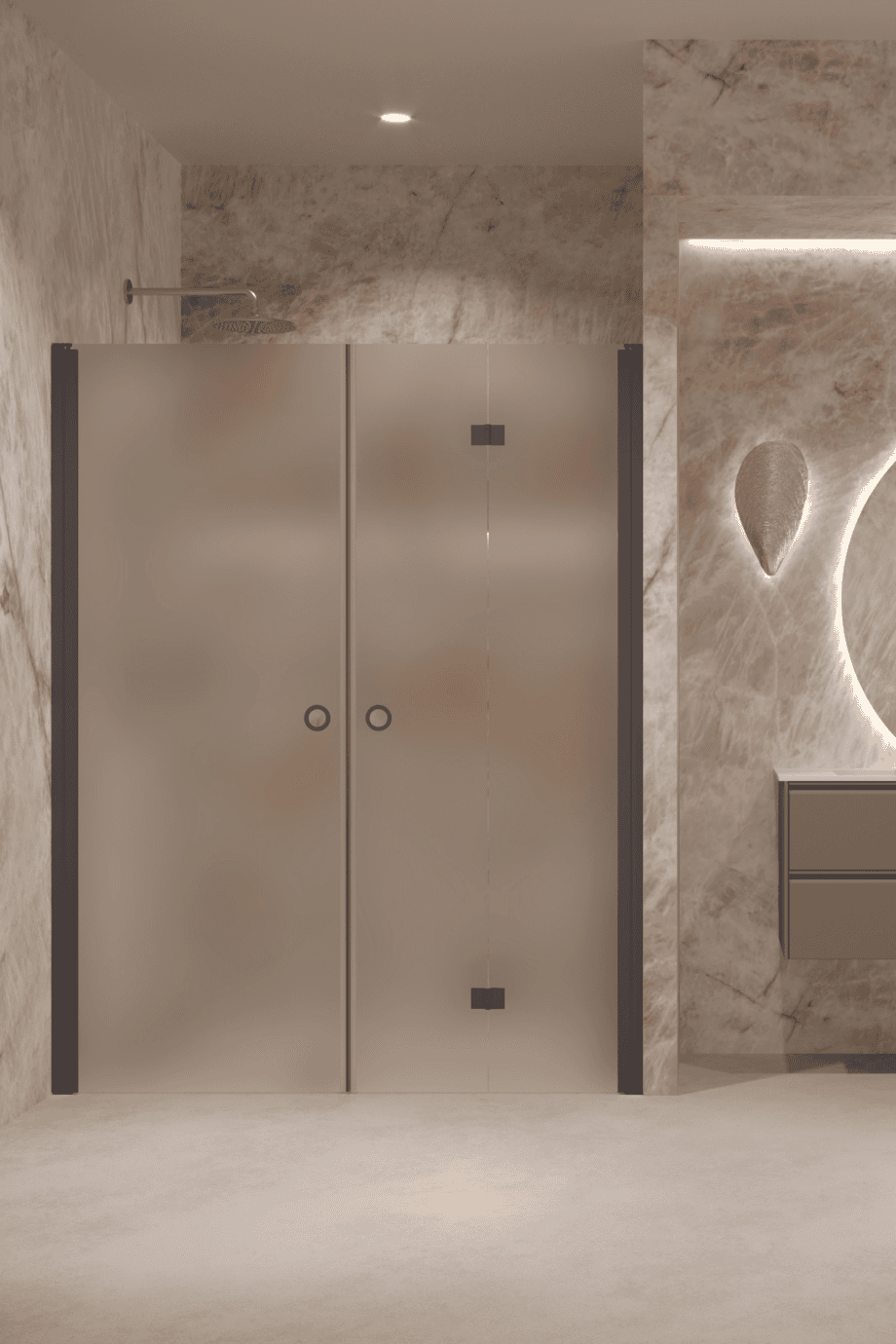 Alcove shower screen Hietakari Forma 322, Cocoa frame, super bright satin glass Alcove shower screen Hietakari Forma 322, Cocoa frame, super bright satin glass