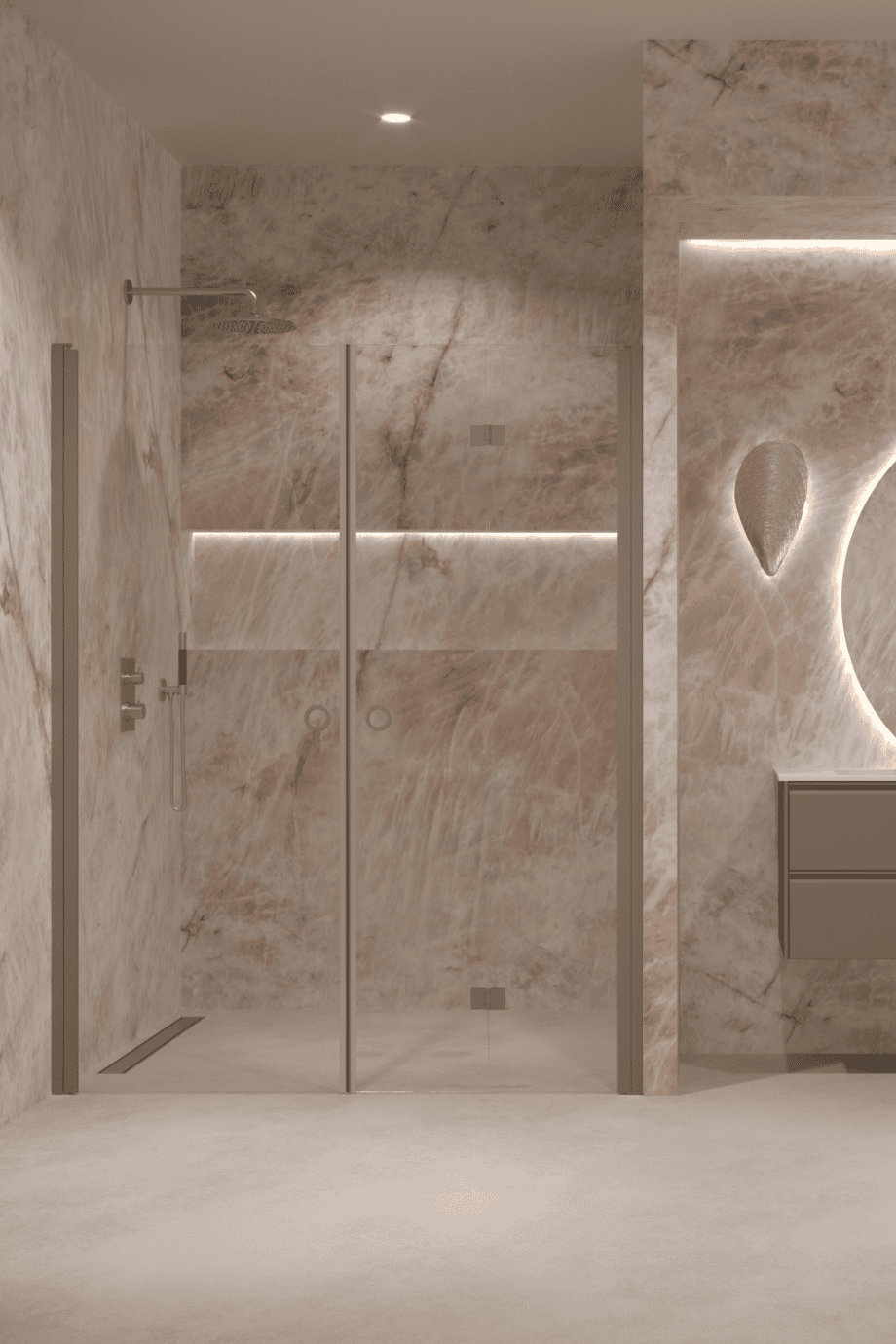 Alcove shower screen Hietakari Forma 322, Mocha frame, super bright glass Alcove shower screen Hietakari Forma 322, Mocha frame, super bright glass