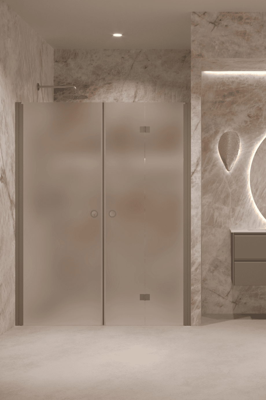 Alcove shower screen Hietakari Forma 322, Mocha frame, super bright satin glass Alcove shower screen Hietakari Forma 322, Mocha frame, super bright satin glass