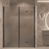 Alcove shower screen Hietakari Forma 322, black frame, grey satin glass Alcove shower screen Hietakari Forma 322, black frame, grey satin glass