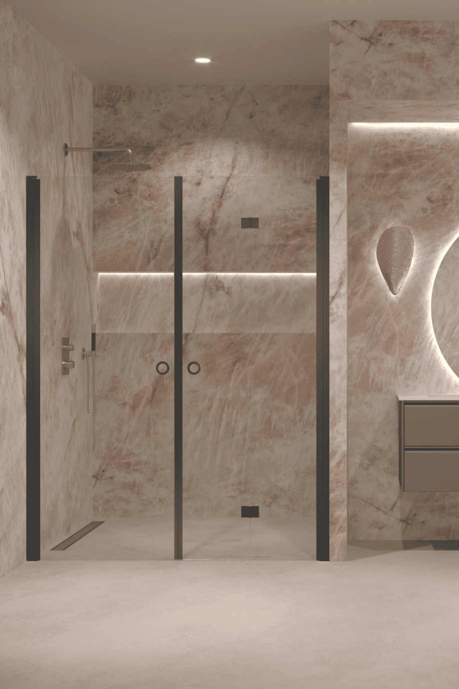 Alcove shower screen Hietakari Forma 322, black frame, clear glass Alcove shower screen Hietakari Forma 322, black frame, clear glass