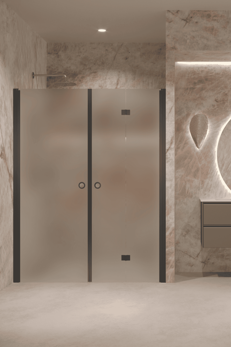 Alcove shower screen Hietakari Forma 322, black frame, satin frosted glass Alcove shower screen Hietakari Forma 322, black frame, satin frosted glass