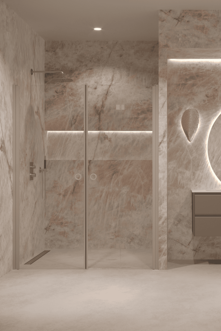 Alcove shower screen Hietakari Forma 322, Sand frame, super bright glass Alcove shower screen Hietakari Forma 322, Sand frame, super bright glass
