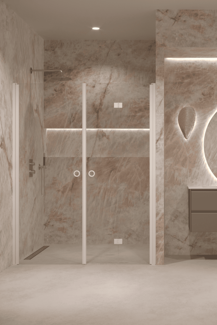 Alcove shower screen Hietakari Forma 322, hinged door + folding door Alcove shower screen Hietakari Forma 322, hinged door + folding door