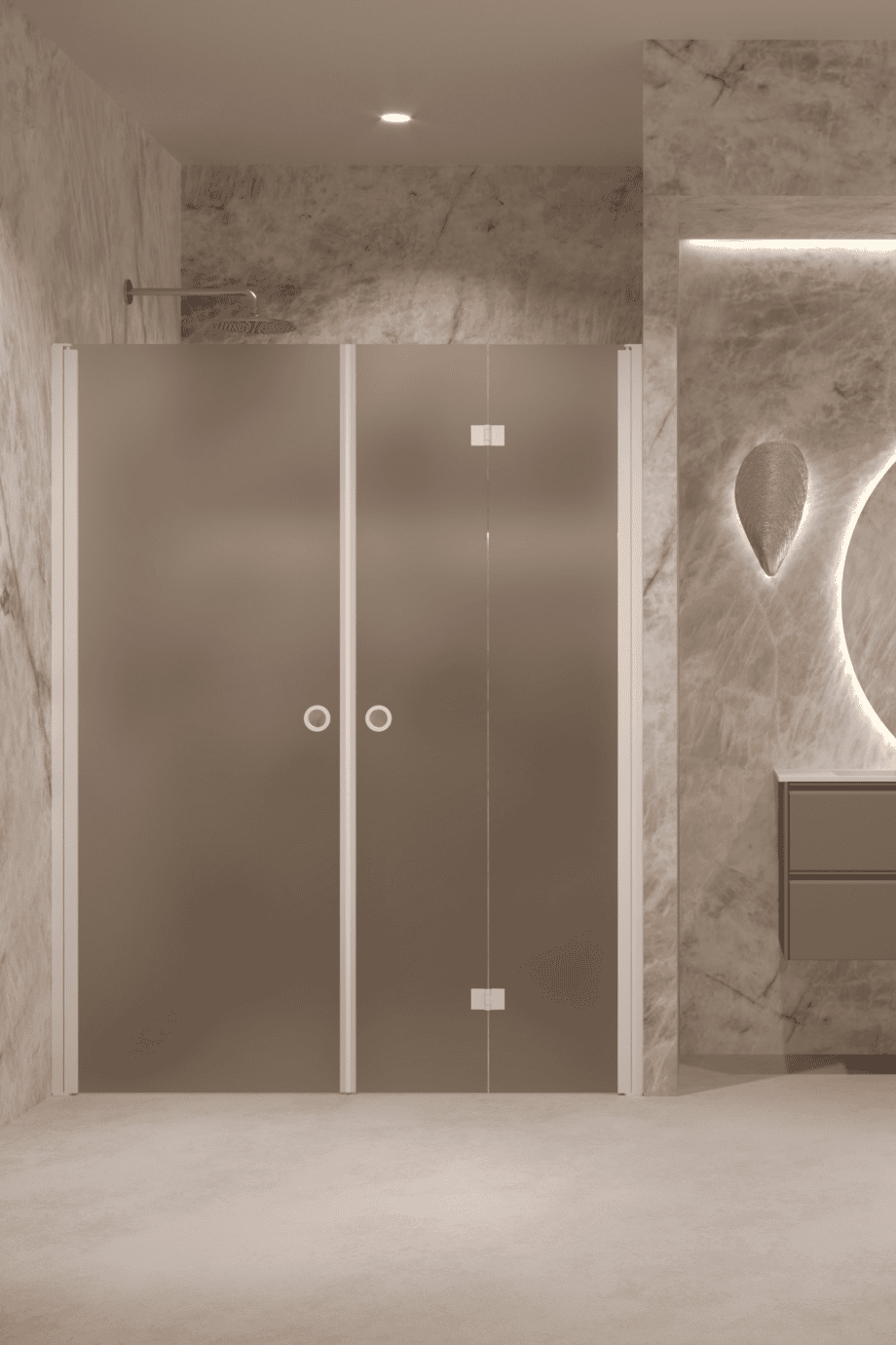 Alcove shower screen Hietakari Forma 322, white frame, brown satin glass Alcove shower screen Hietakari Forma 322, white frame, brown satin glass