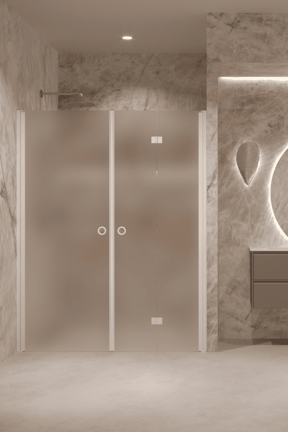 Alcove shower screen Hietakari Forma 322, white frame, super bright satin glass Alcove shower screen Hietakari Forma 322, white frame, super bright satin glass