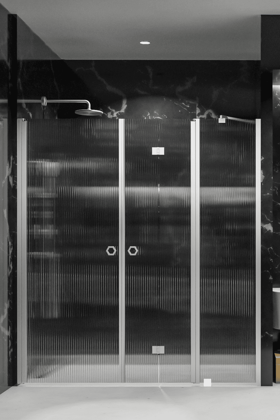 Alcove shower screen Hietakari Forma 324, aluminium frame, reeded glass