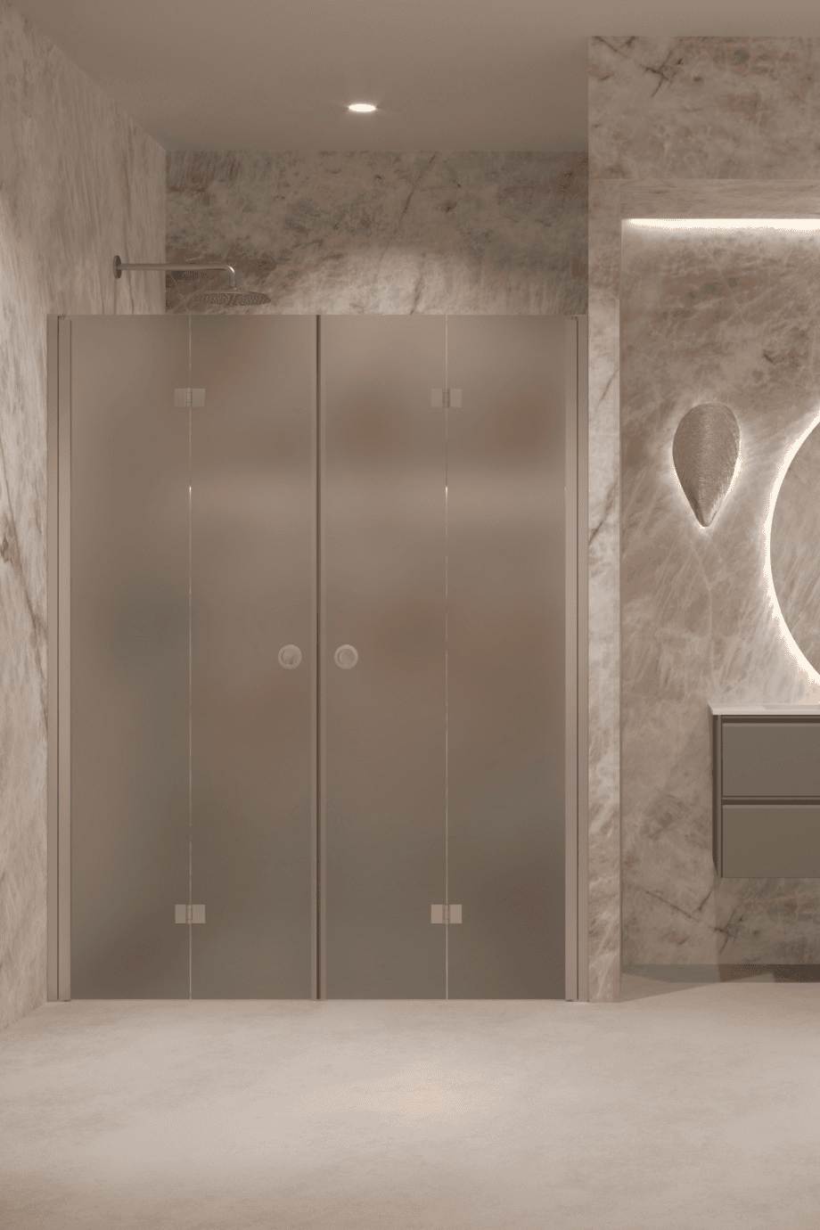 Alcove shower screen Hietakari Forma 325, aluminium frame, grey satin glass