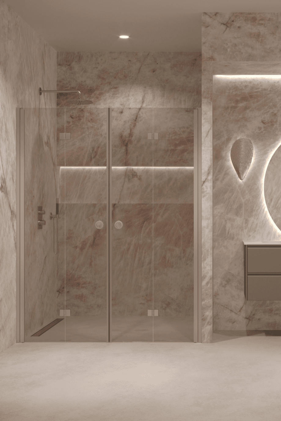 Alcove shower screen Hietakari Forma 325, aluminium frame, bronze tinted glass