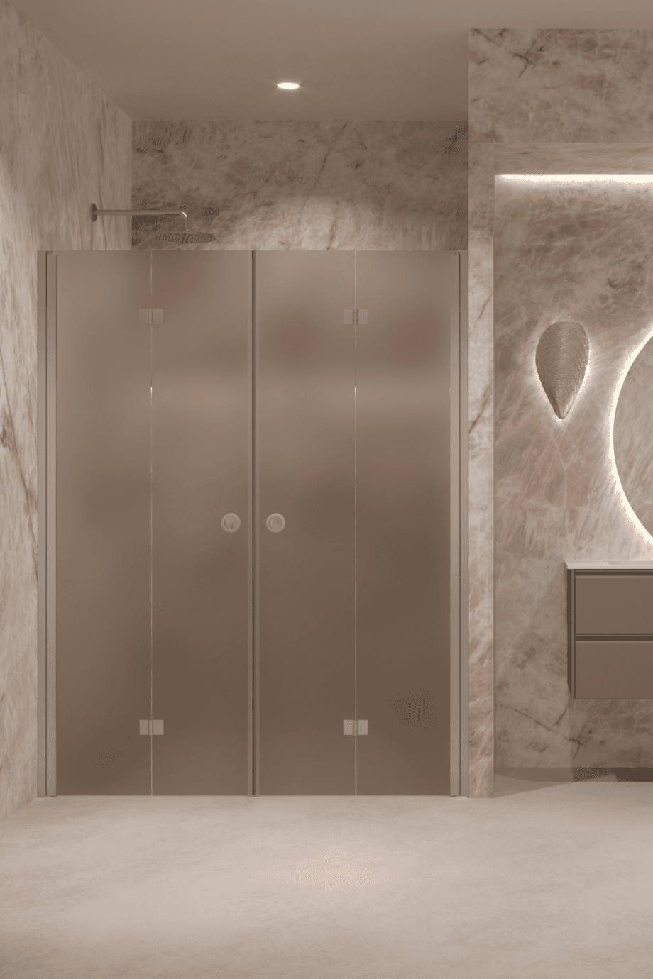 Alcove shower screen Hietakari Forma 325, aluminium frame, brown satin glass