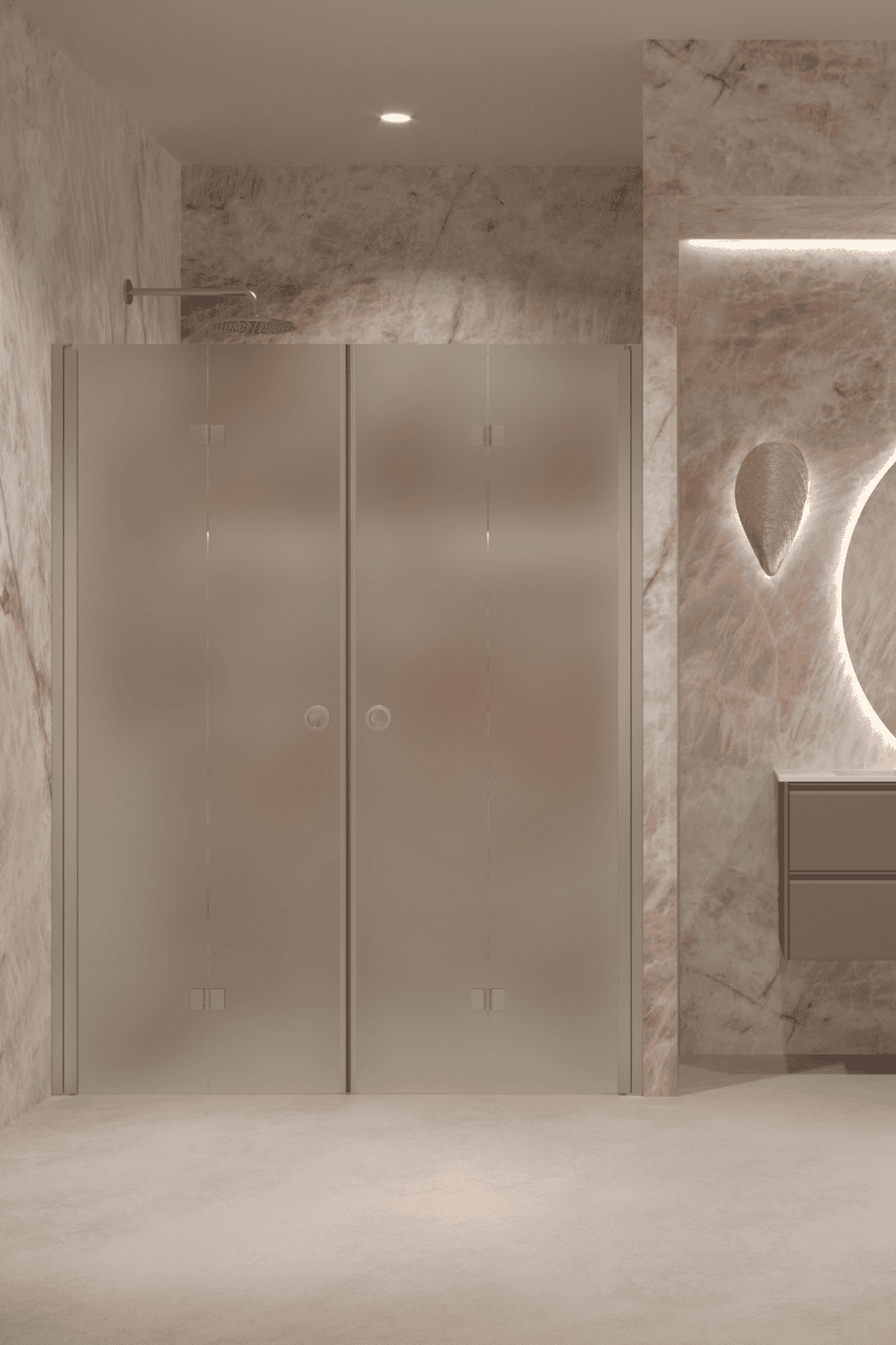 Alcove shower screen Hietakari Forma 325, aluminium frame, satin frosted glass