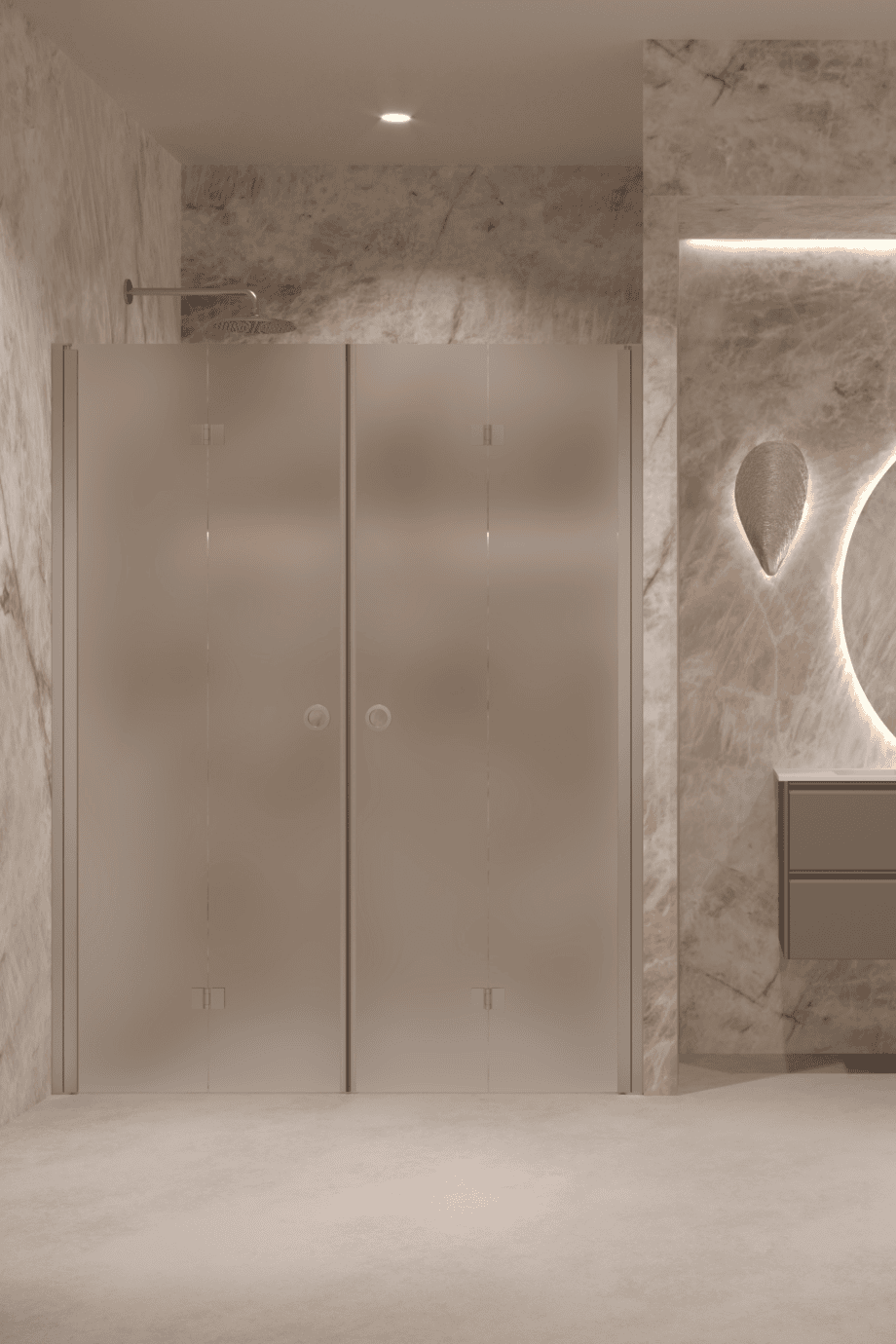 Alcove shower screen Hietakari Forma 325, aluminium frame, super bright satin glass