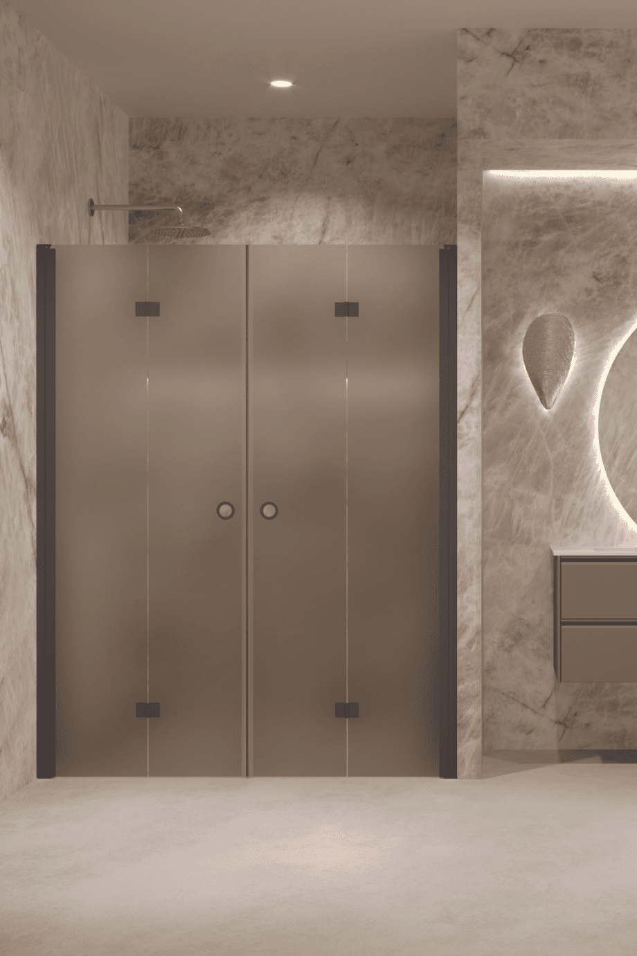 Alcove shower screen Hietakari Forma 325, Cocoa frame, brown satin glass