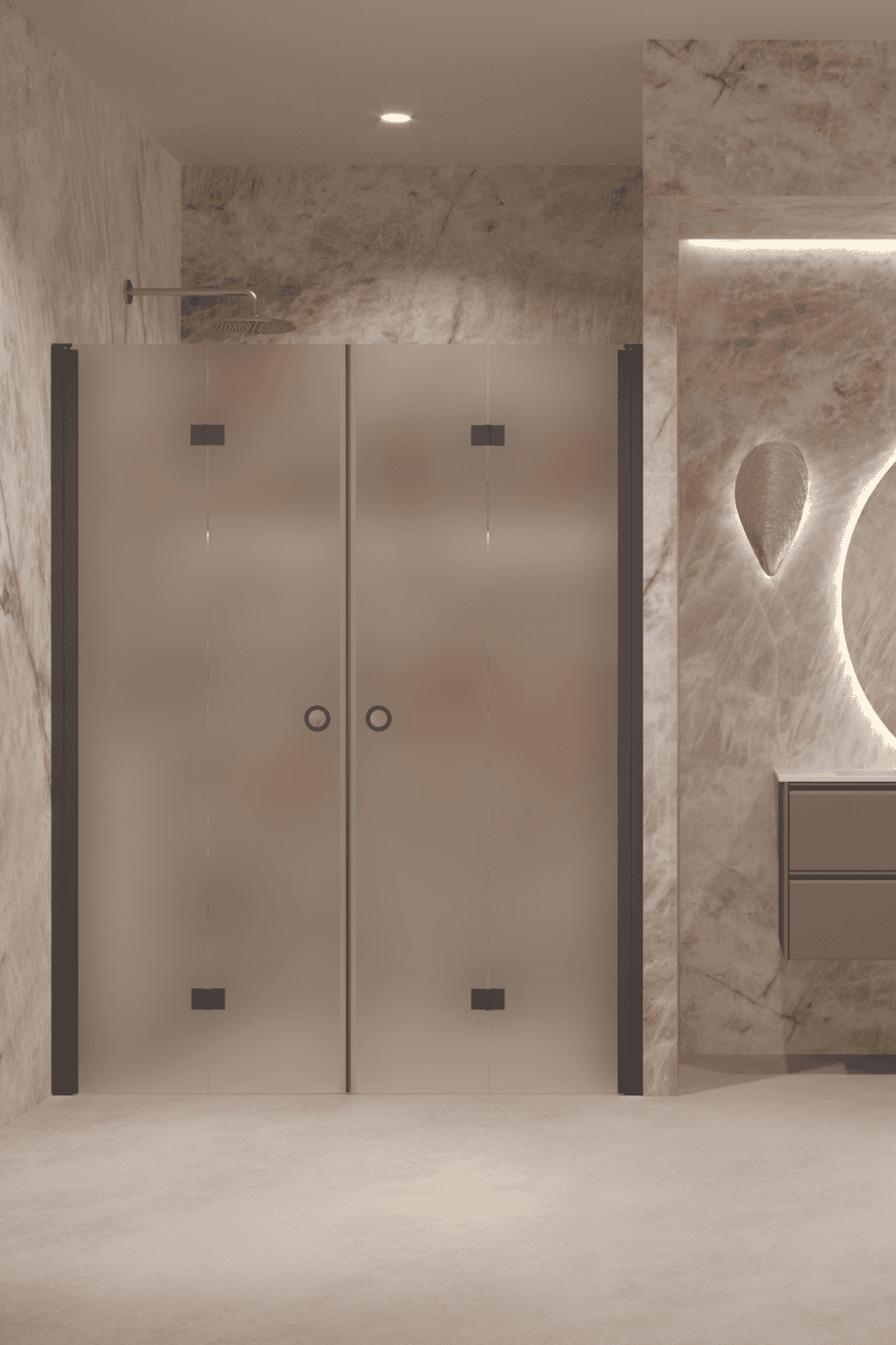 Alcove shower screen Hietakari Forma 325, Cocoa frame, super bright satin glass