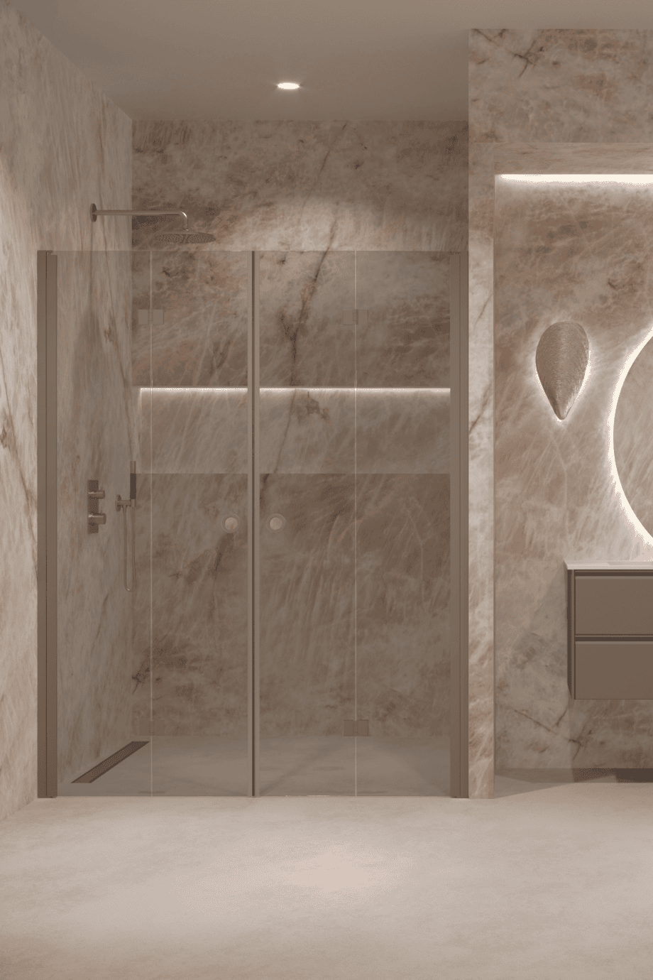 Alcove shower screen Hietakari Forma 325, Mocha frame, grey tinted glass