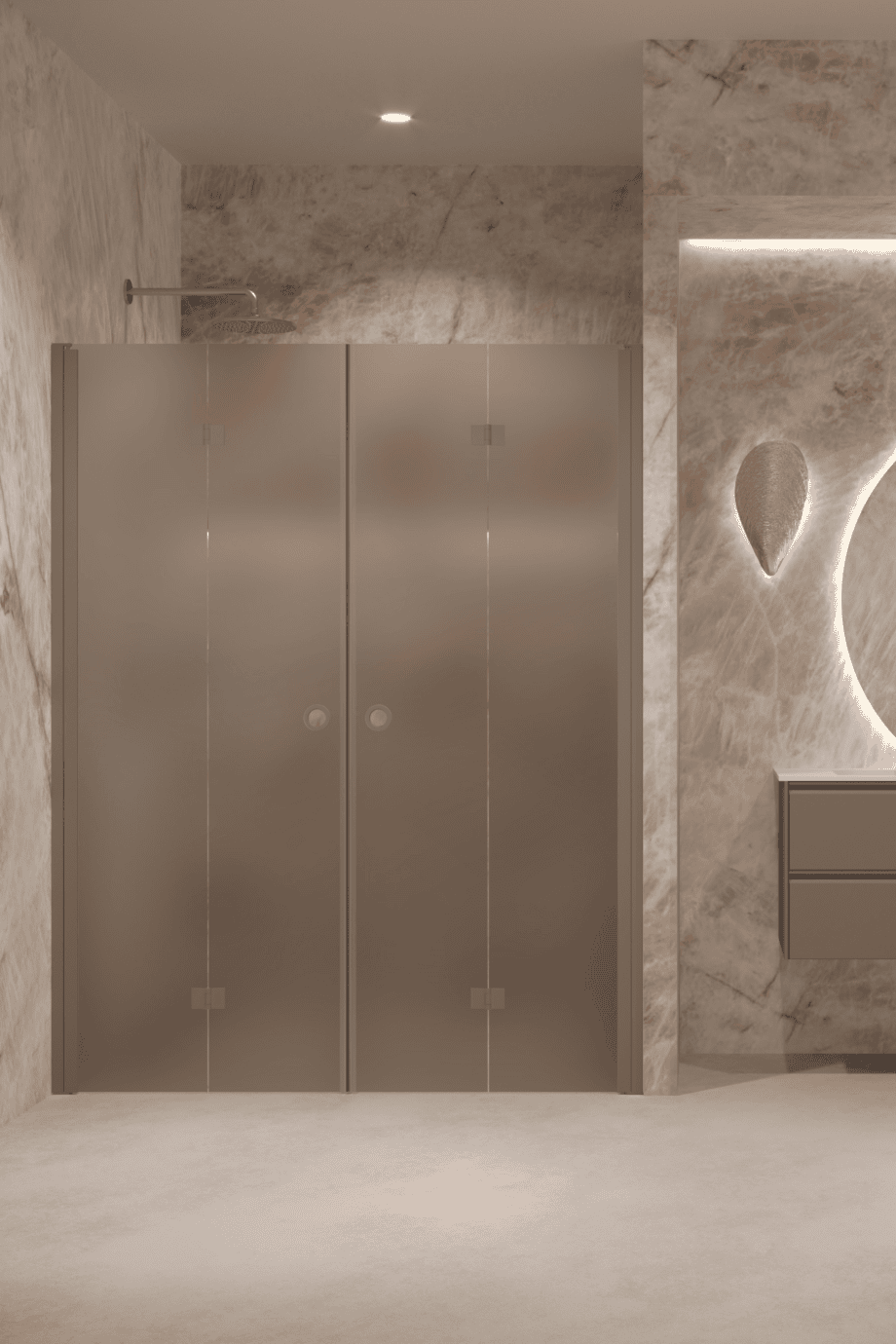 Alcove shower screen Hietakari Forma 325, Mocha frame, brown satin glass