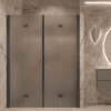 Alcove shower screen Hietakari Forma 325, black frame, grey satin glass
