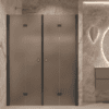 Alcove shower screen Hietakari Forma 325, black frame, brown satin glass