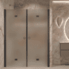 Alcove shower screen Hietakari Forma 325, black frame, satin frosted glass