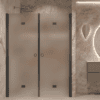 Alcove shower screen Hietakari Forma 325, black frame, super bright satin glass