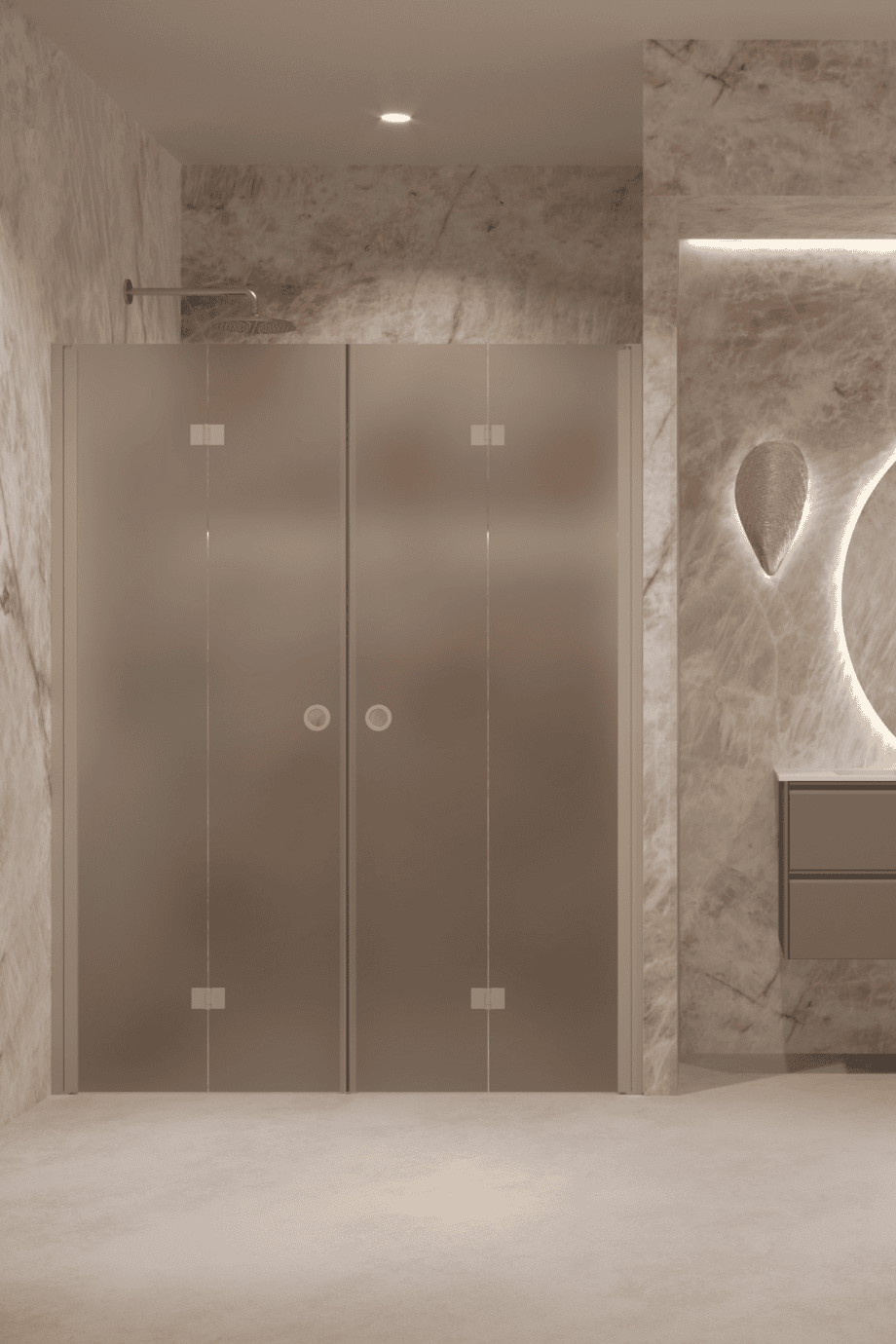 Alcove shower screen Hietakari Forma 325, Sand frame, brown satin glass
