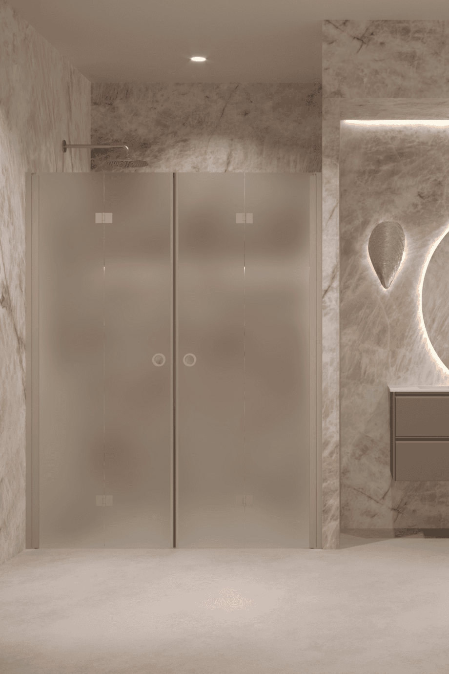 Alcove shower screen Hietakari Forma 325, Sand frame, satin frosted glass