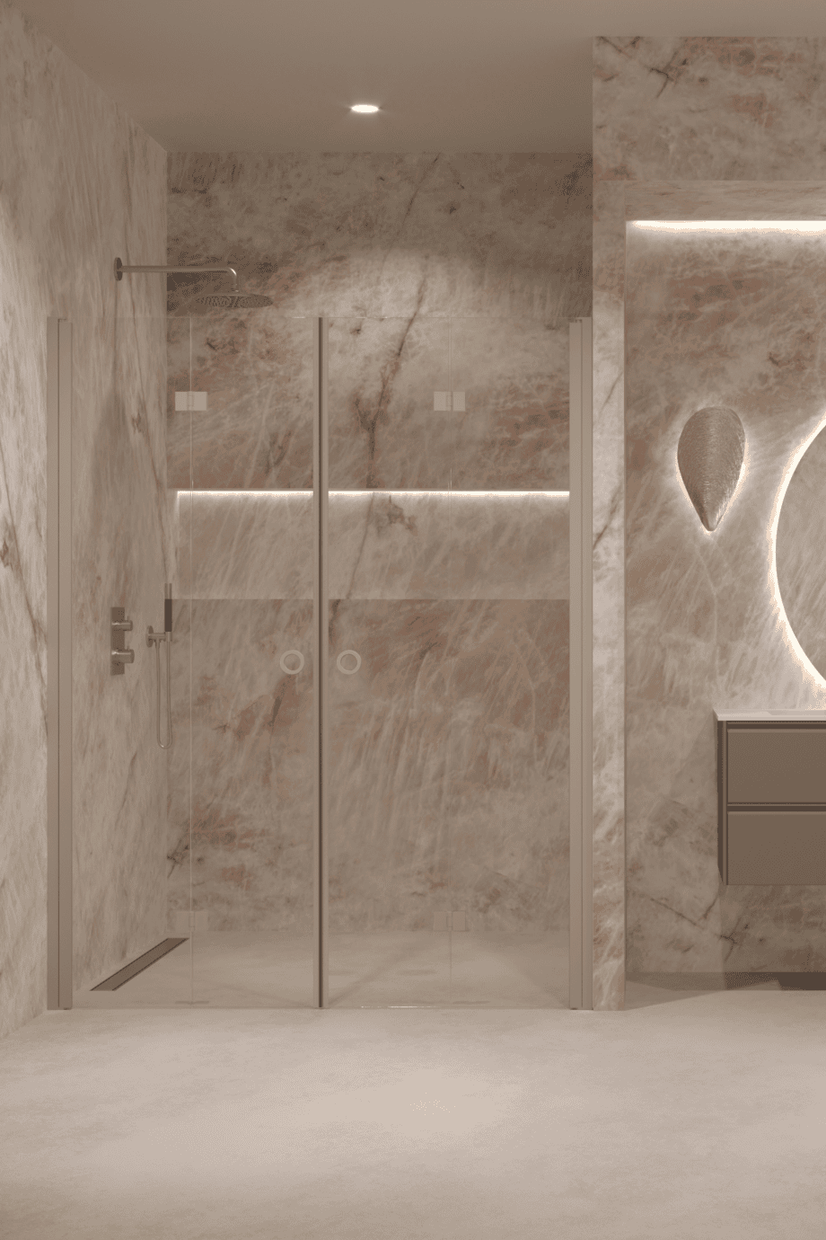 Alcove shower screen Hietakari Forma 325, Sand frame, super bright glass