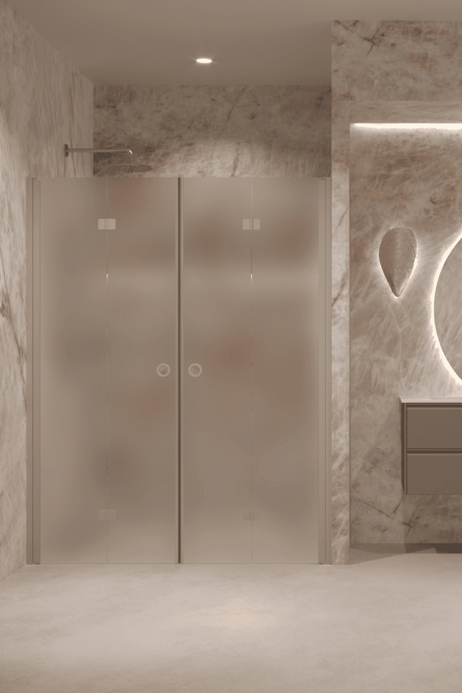 Alcove shower screen Hietakari Forma 325, Sand frame, super bright satin glass